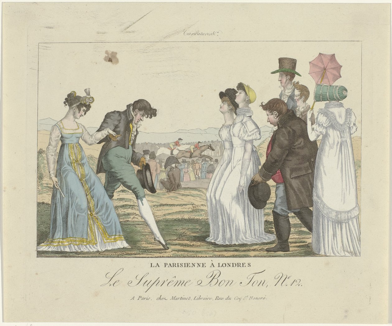 Korkein Bon Ton. Karikatyyrit, 1800-1815, nro 12: Pariisilainen Lontoossa tekijältä Anonymous