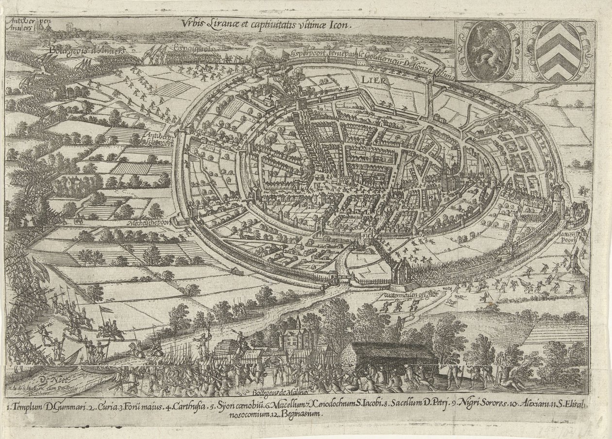 Osavaltion armeija vangitsi ja hylkäsi Lierin, 1595 Urbis Liranae et captivitatis ultimae Ikoni (otsikko esineessä) tekijältä Anonymous