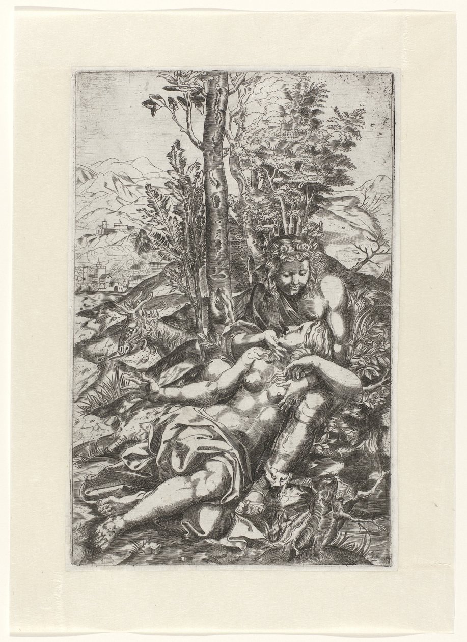 Medoro ja Angelica maisemassa tekijältä Anonymous