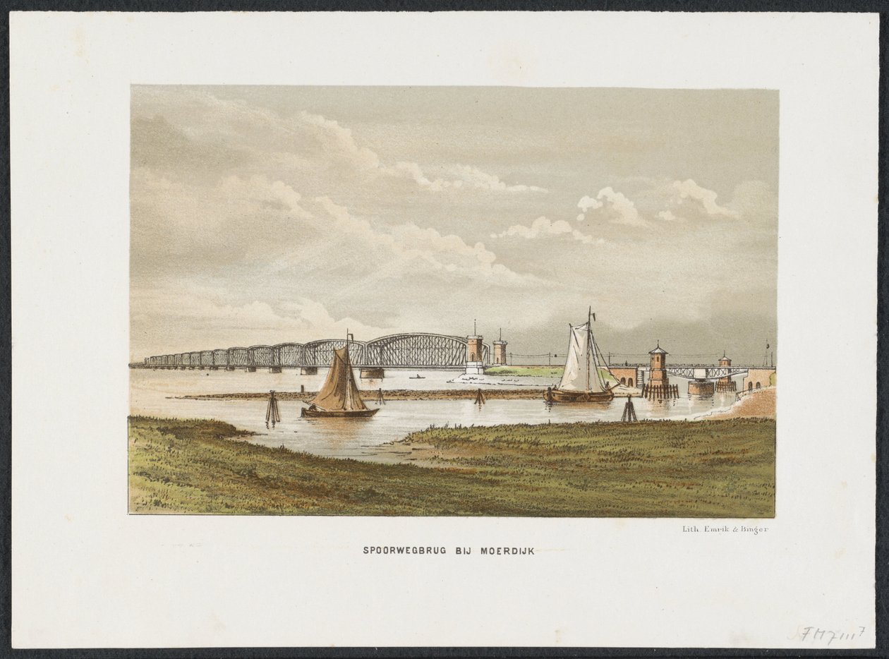 Moerdijkin silta, 1871 Rautatiesilta Moerdijkissa (otsikko esineessä) Päärautatiesillat Alankomaissa (sarjan nimi) tekijältä Anonymous