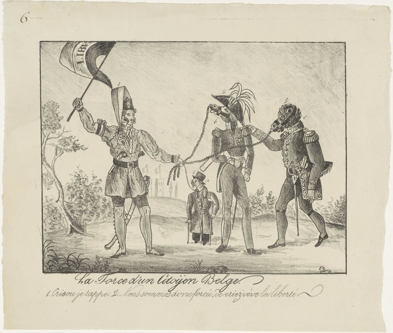 Kapinallinen belgialainen pitää hollantilaiset ketjussa, 1830 La force d