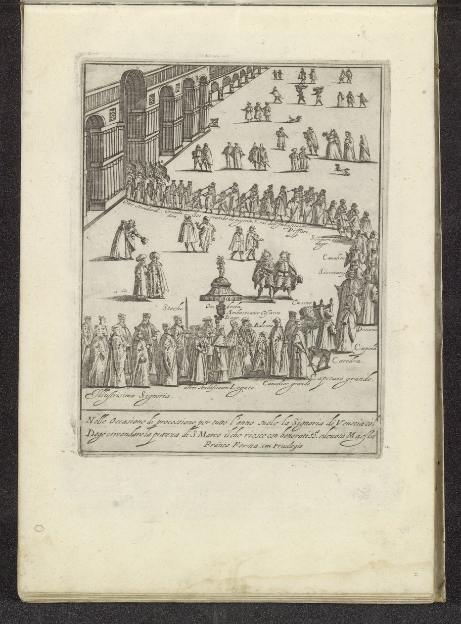 Optocht met de doge en Serenissima Signoria yli het San Marcoplein te Venetië Scenes uit het Venetiaanse leven (sarjan nimi) Habiti d