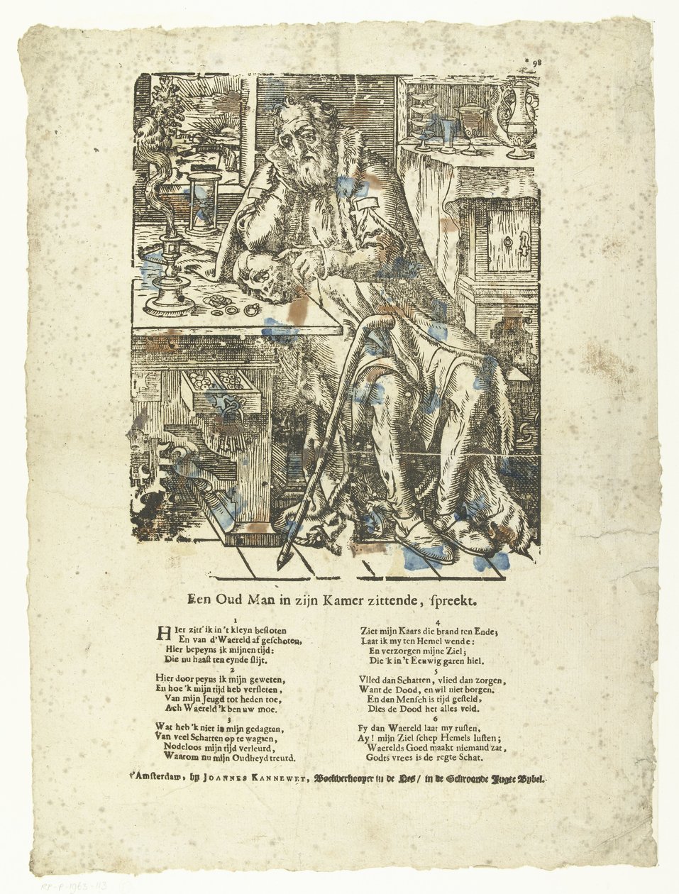 Ancià a la seva habitació (vanitas) Un ancià assegut a la seva habitació parla. (títol sobre objecte)acabat tekijältä Anonymous