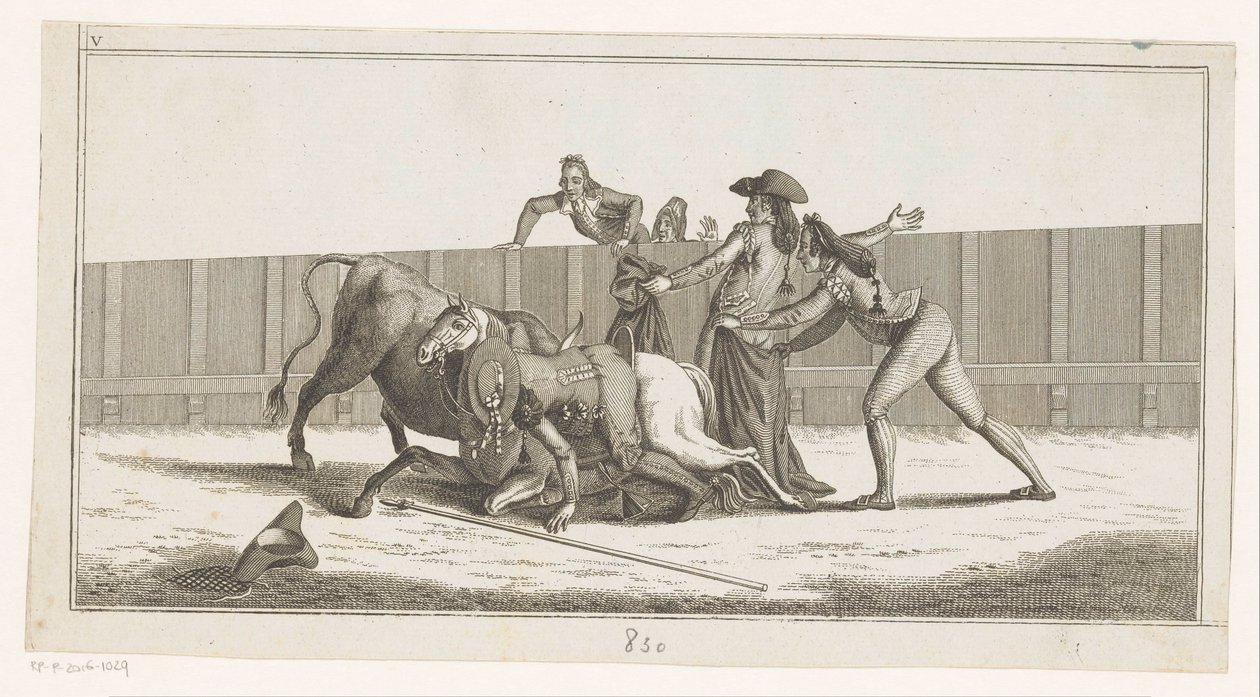 Picador putosi hevosestaan Coleccion de las Principles suertes de una corrida de toros (sarjan nimi esineellä) Kokoelma tärkeimmistä härkätaisteluharjoituksista (sarjan nimi) tekijältä Anonymous