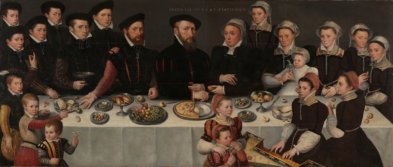 Pierre de Moucheron (1508-67), hänen vaimonsa Isabeau de Gerbier, heidän kahdeksantoista lasta, heidän vävynsä Allard de la Dale ja heidän ensimmäinen lapsenlapsensa tekijältä Anonymous