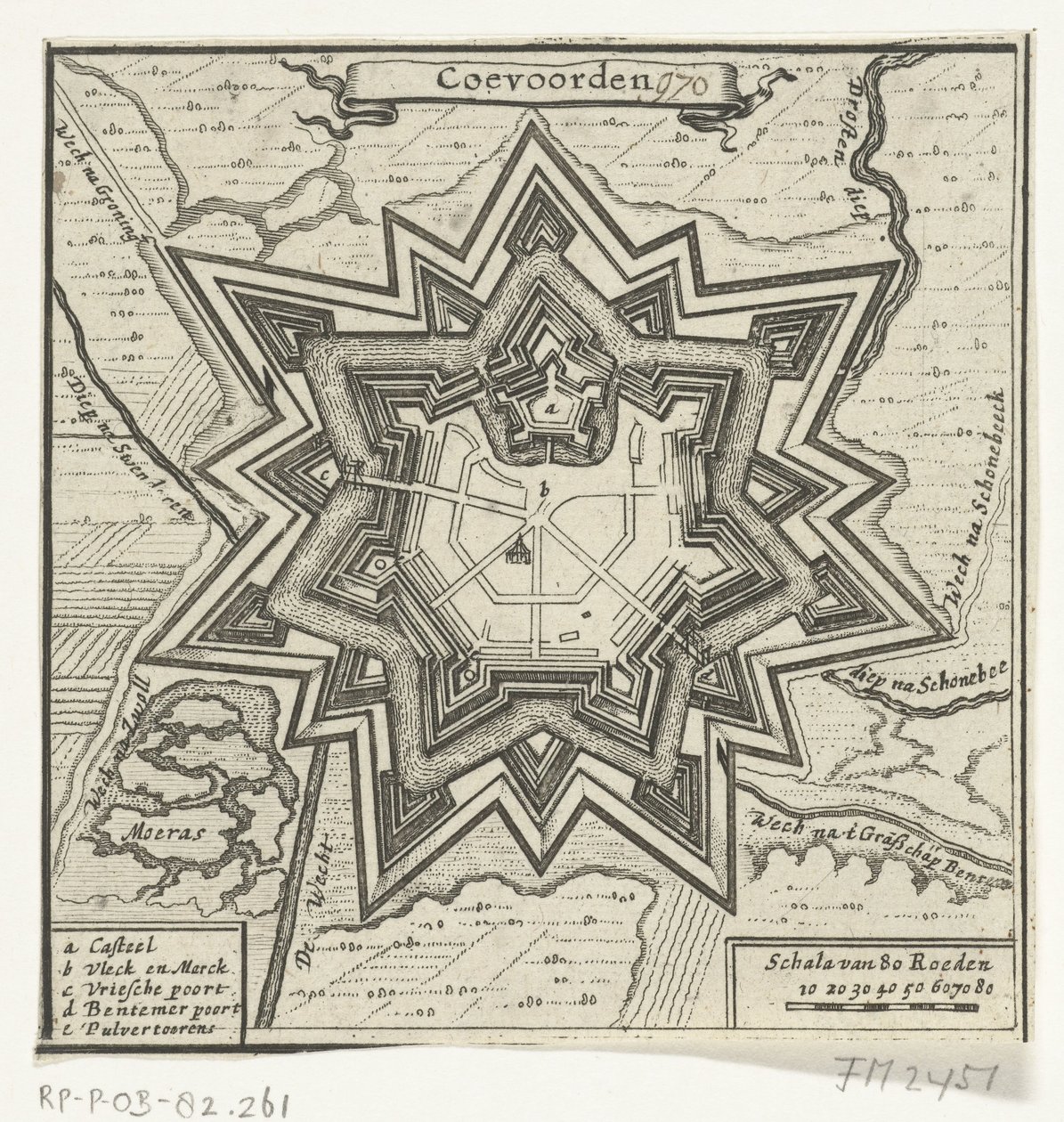 Coevordenin kartta, 1672 Coevoorden (otsikko esineessä) tekijältä Anonymous
