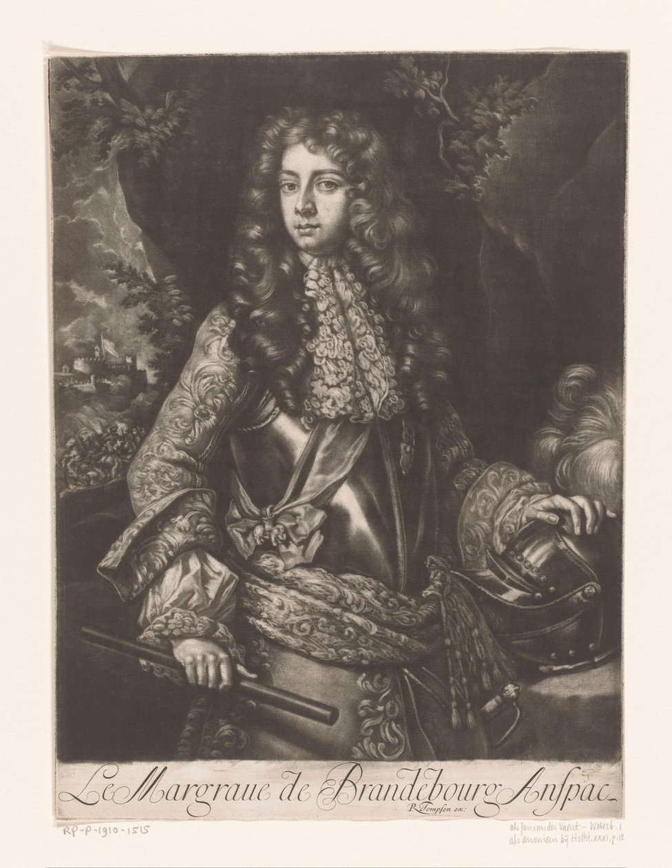 Johan Frederick Brandenburg-Ansbachin muotokuva Le Margraue de Brandebourg Anspac (otsikko esineessä) tekijältä Anonymous