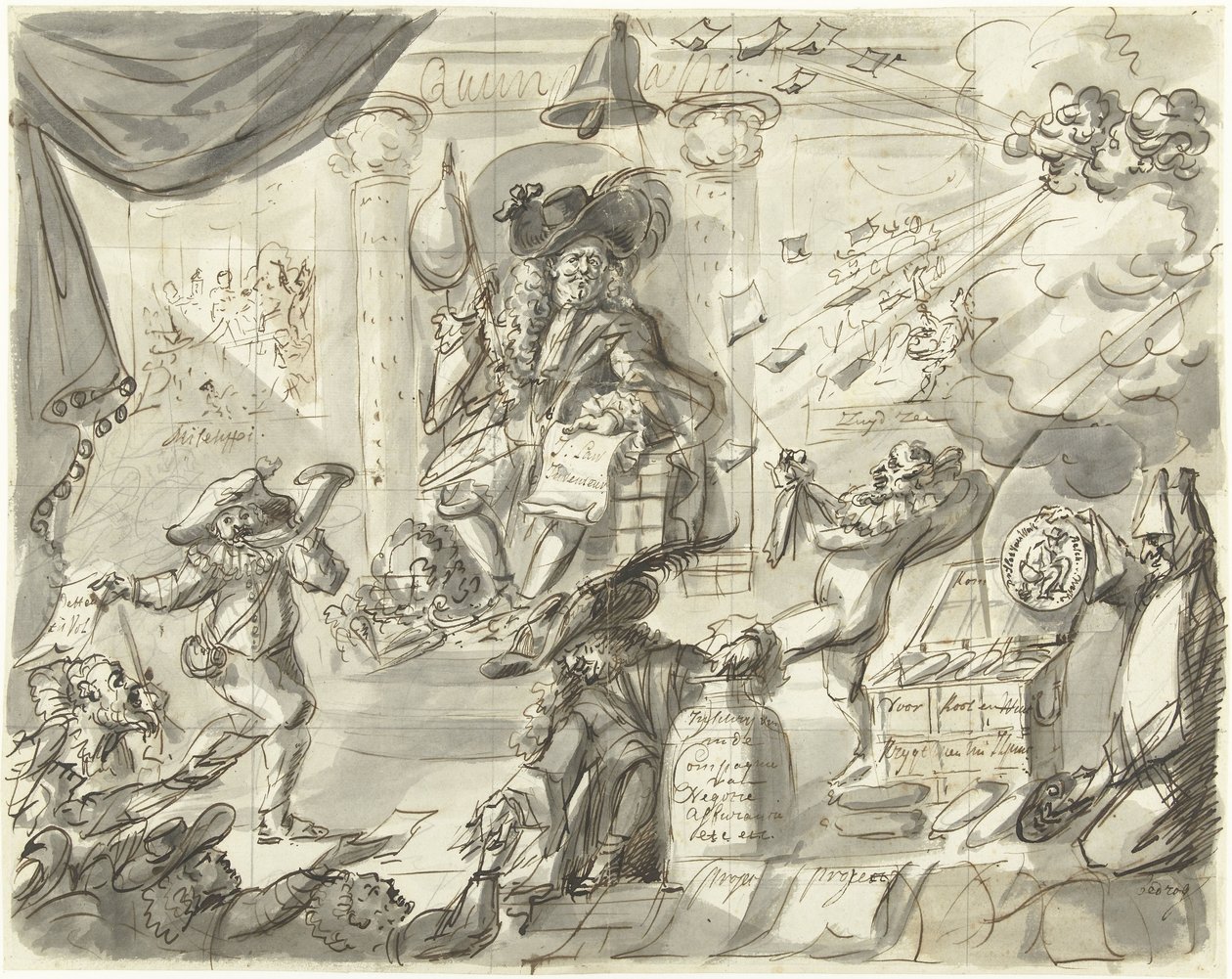 Quincampoix eli suuri tuulen ja kaalin myyjä, 1720 The Great Scene of Folly (lisäkappaleita) (sarjan nimi) tekijältä Anonymous