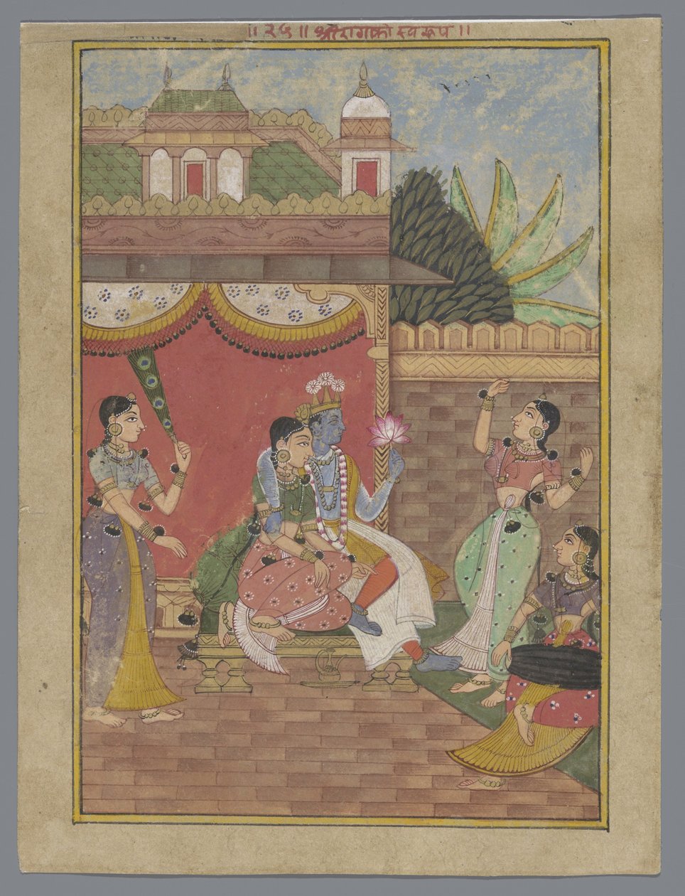 Radha ja Krishna palatsissa (Ragamala) tekijältä Anonymous