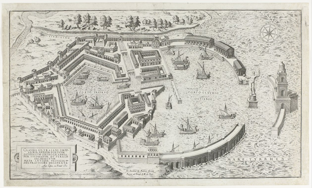 Van de antique haven van Ostian jälleenrakennus Mirror of Roman Magnificence (sarjan nimi) tekijältä Anonymous