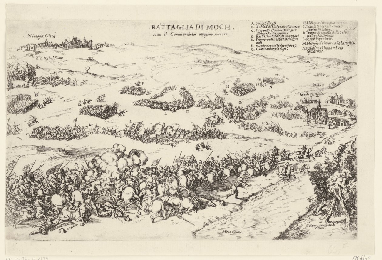 Slag op de Mookerheide, 1574 Mochin taistelu, komentaja Maggiore An.o 1574 (otsikko esineessä) tekijältä Anonymous