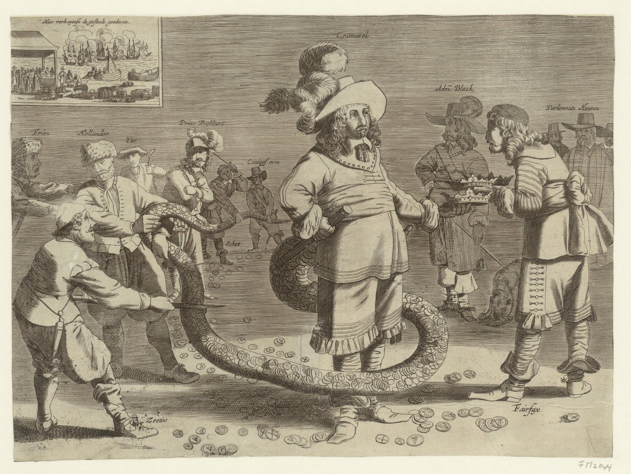 Sarjakuva Cromwellista inhottavana Tailmanina, 1652 tekijältä Anonymous