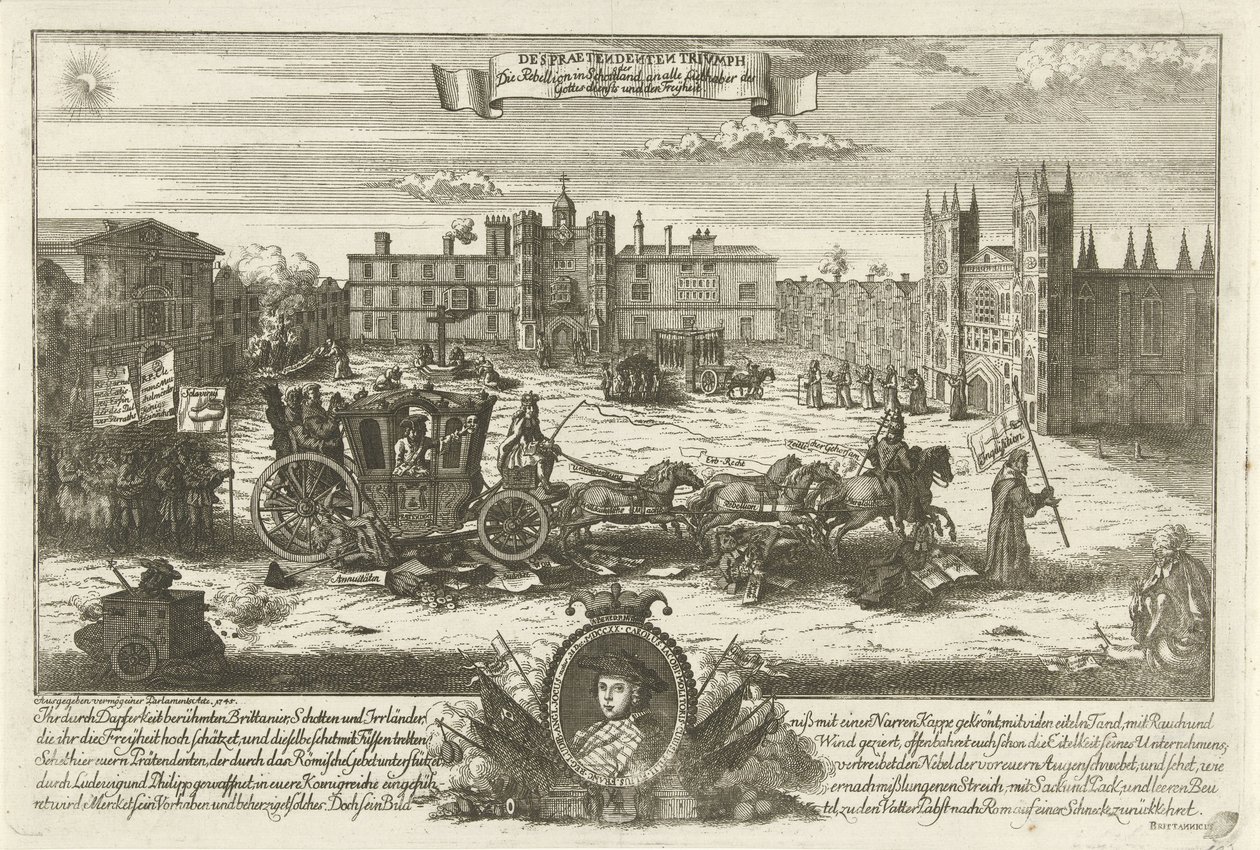 Englannin ehdokas Charles Edward Stuart, 1745 Despreendenten Trivmph / Kapina Skotlannissa kaikille palvonnan ja vapauden ystäville (otsikko esineessä) tekijältä Anonymous