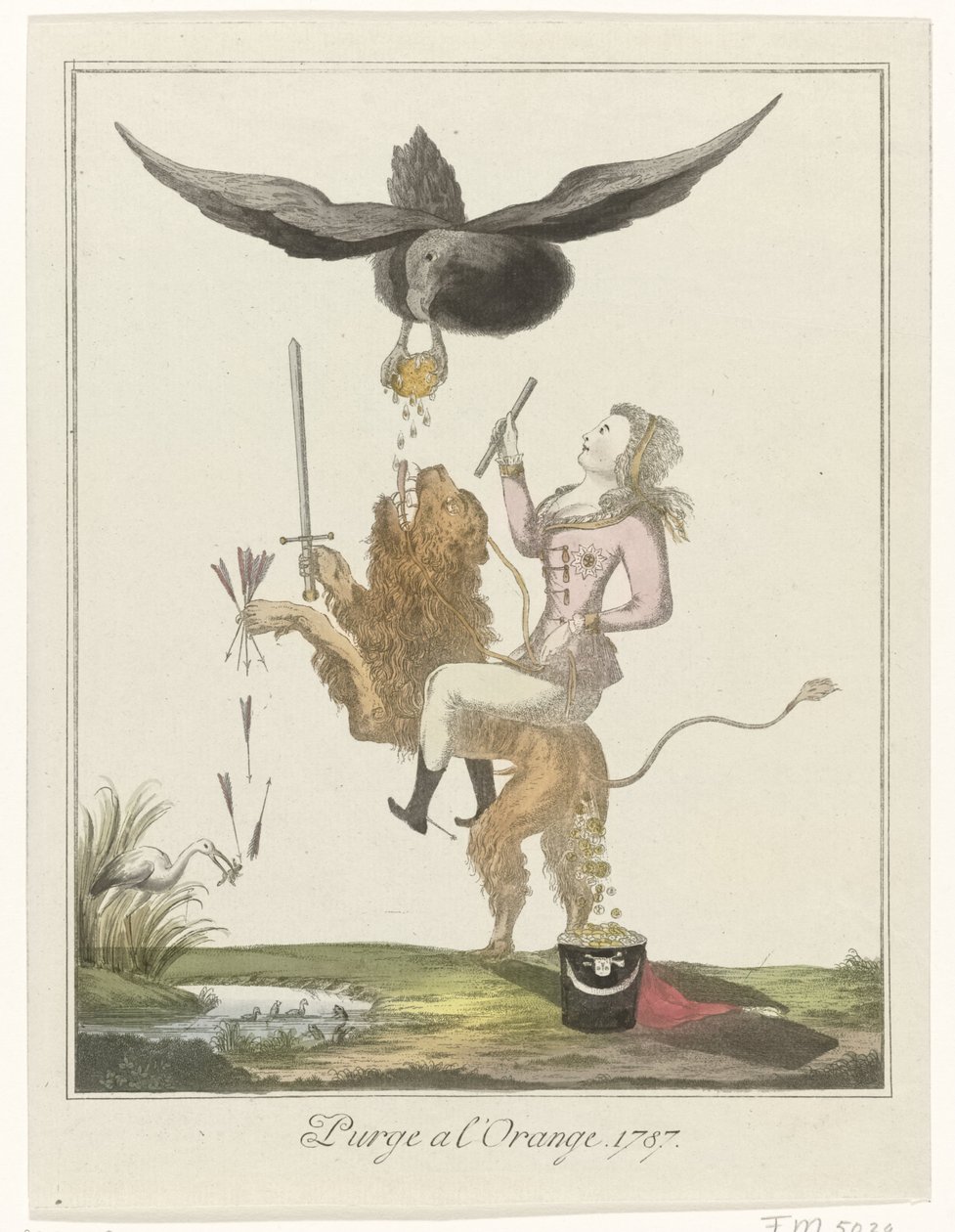 Sarjakuva Alankomaiden maksusta Preussille, 1787 Puhdista l