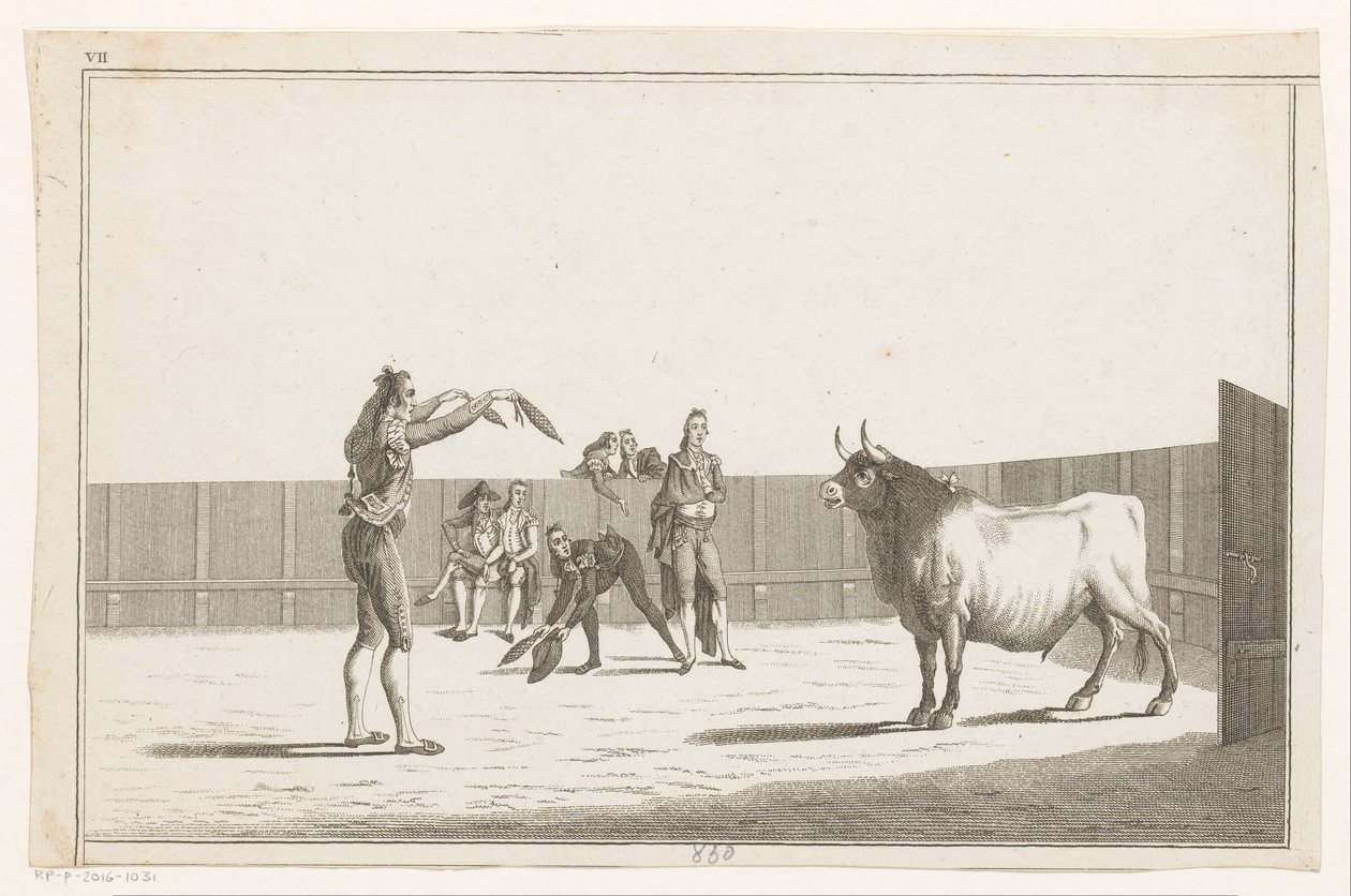 Härkätaistelija banderilloilla Coleccion de las Principles suertes de una corrida de toros (sarjan nimi esineellä) Kokoelma tärkeimmistä härkätaisteluharjoituksista (sarjan nimi) tekijältä Anonymous