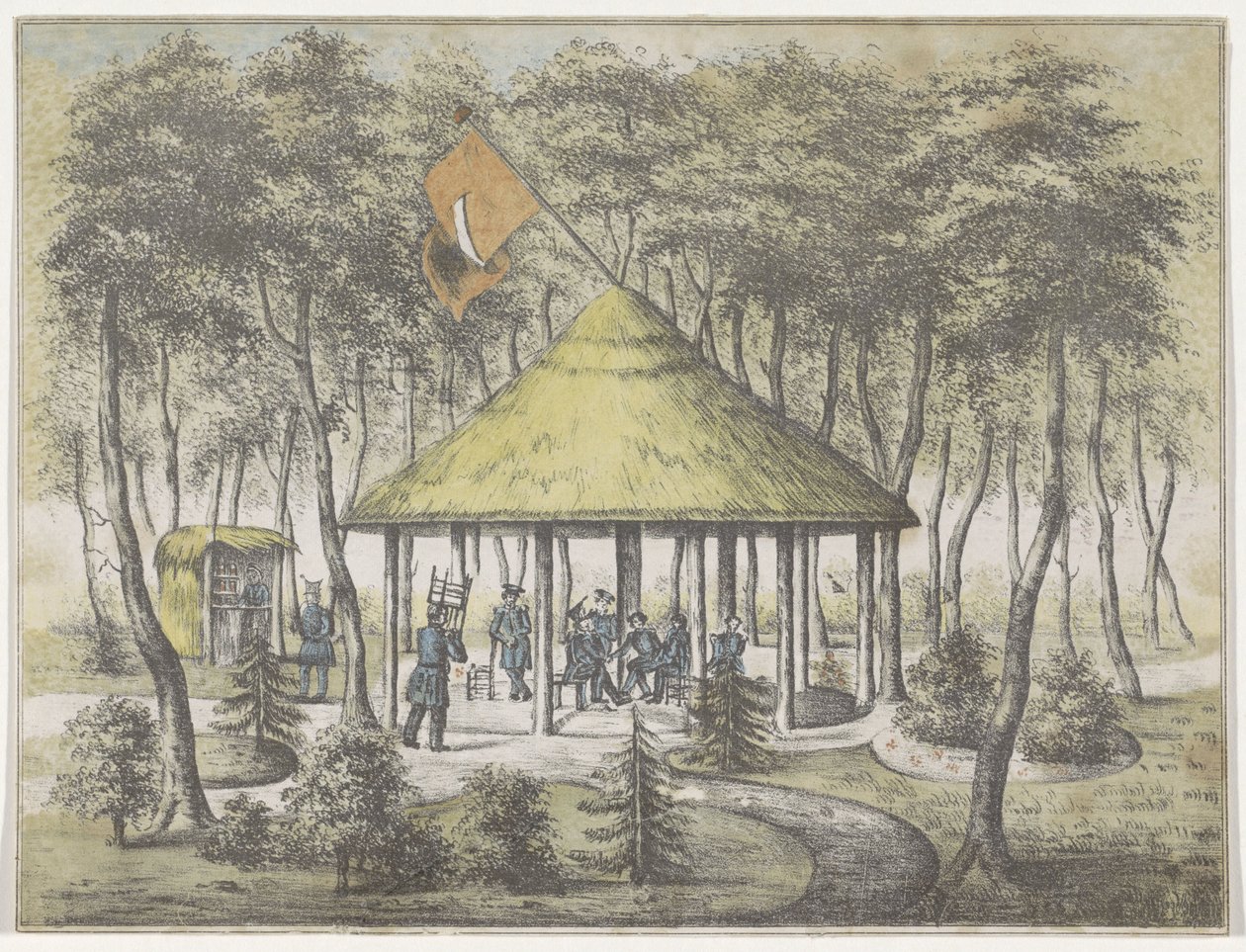 Temppeli ja puutarha Boekelissa, 1831 Näkymä Boekelin temppeliin ja puutarhaan. Groningenin kaupungin päivystysmiliisi pystytti ja rakensi. Tunnustuksena seuran jäsenille 23. kesäkuuta 1831 annetusta ystävällisestä vastaanotosta muistoksi tekijältä Anonymous