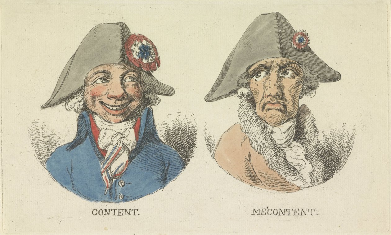 Tyytyväinen ja tyytymätön, 1795 Sisältö / Minun sisältö (objektin otsikko) tekijältä Anonymous