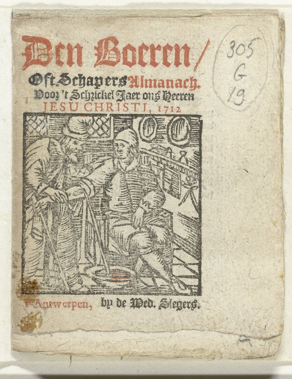 Nimisivu: Den Boeren / Oft Schapers Almanach Voor 