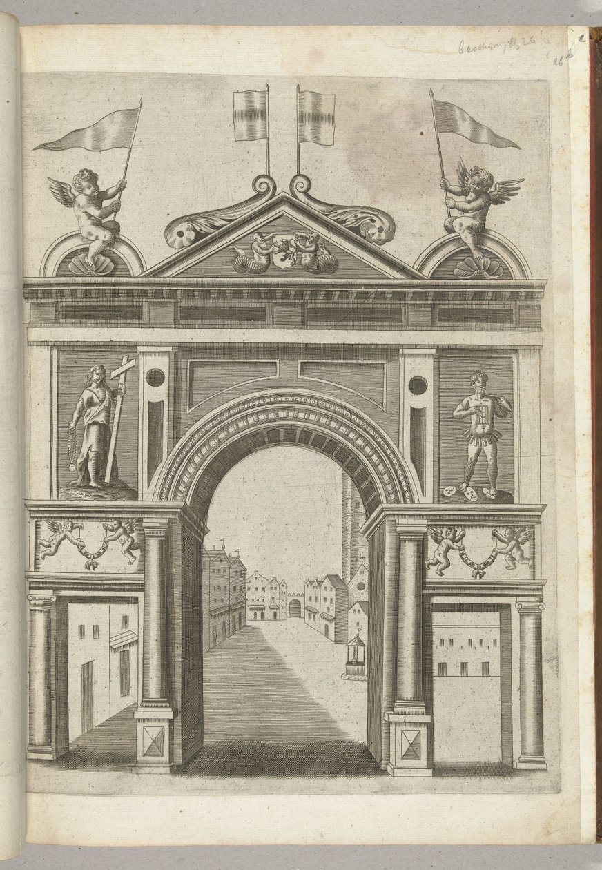 Riemuportti allegorisilla hahmoilla ja Putti Kultaisen Fleecen ritarikunnan ketjulla, 1594 tekijältä Anonymous