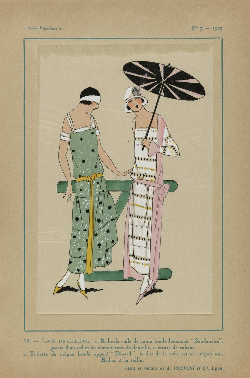 Erittäin pariisilainen, 1923, nro 7: 17.- LÄMPÖPÄIVÄT. - 1. Puuvillainen voile-mekko... tekijältä Anonymous