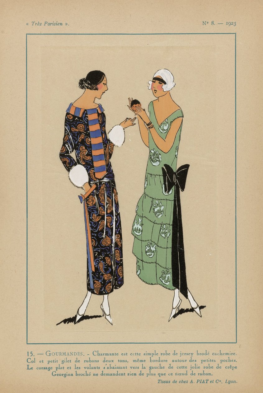 Hyvin pariisilainen, 1923, nro 8: 15.- GOURMANDIES. - Viehättävä on tämä yksinkertainen mekko... tekijältä Anonymous