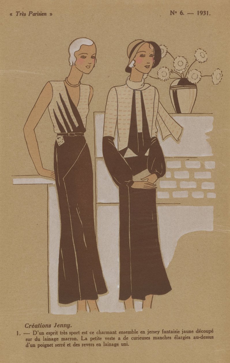 Hyvin pariisilainen, 1931, nro 6: Creations Jenny. / 1. - Erittäin urheilullisella hengellä.... tekijältä Anonymous