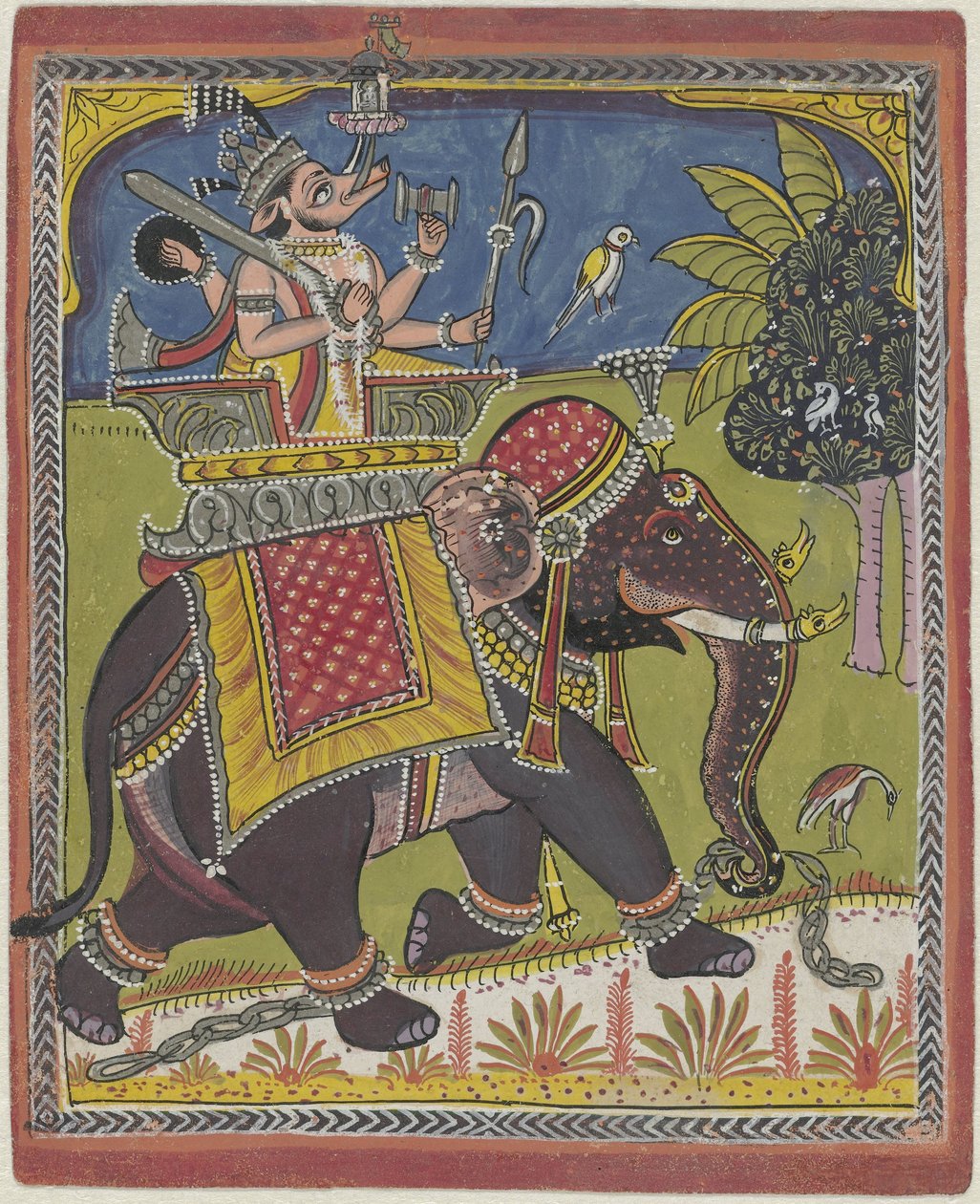 Varaha (Vishnu kuin villisika) ratsastaa norsulla tekijältä Anonymous