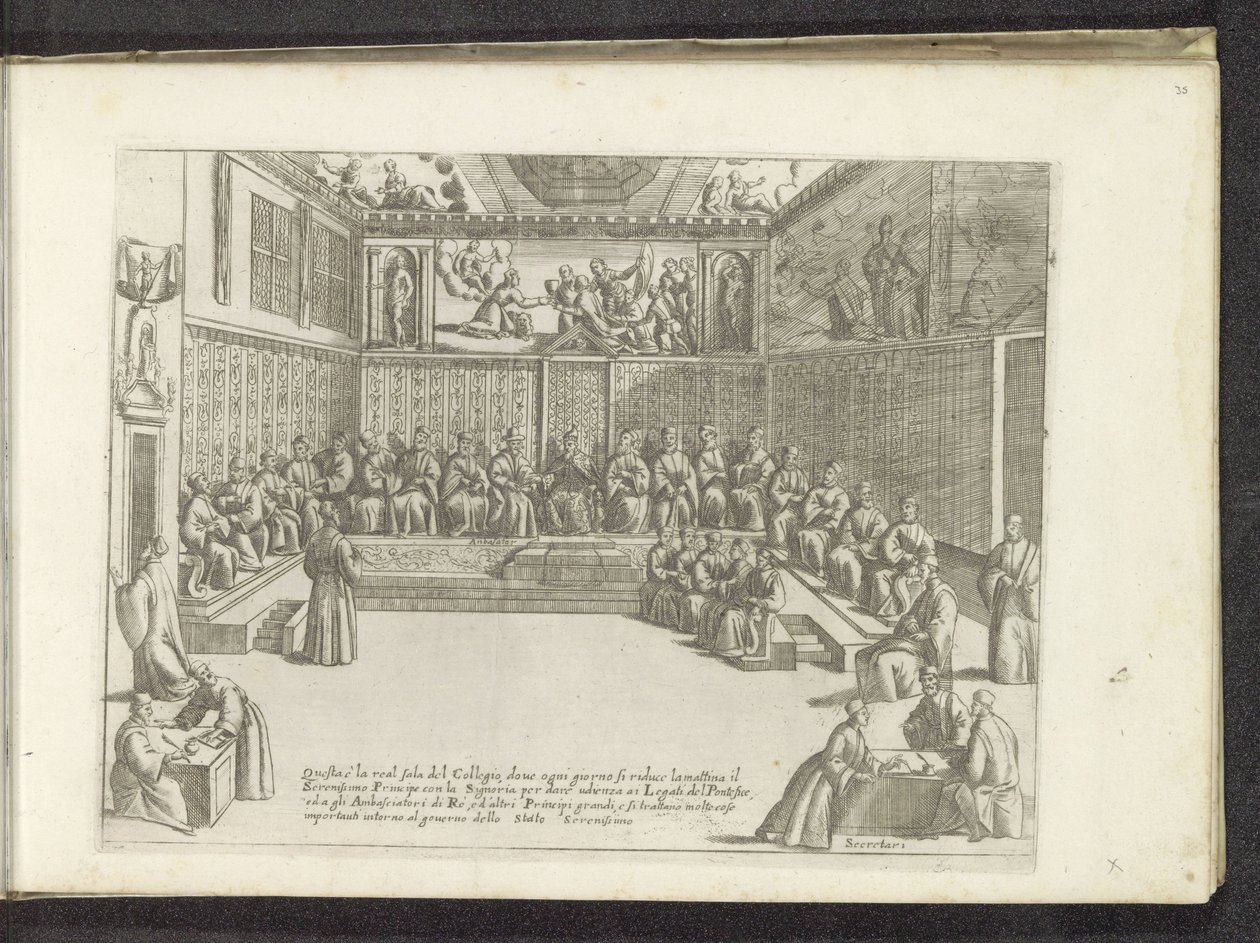 Vergadering de Sala del Collegiossa Scenes uit het Venetiaanse leven (sarjan nimi) Habiti d