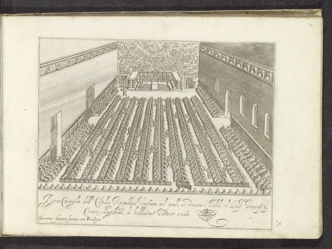 Vergadering Sala del Maggior Consigliossa Scenes uit het Venetiaanse leven (sarjan nimi) Habiti d