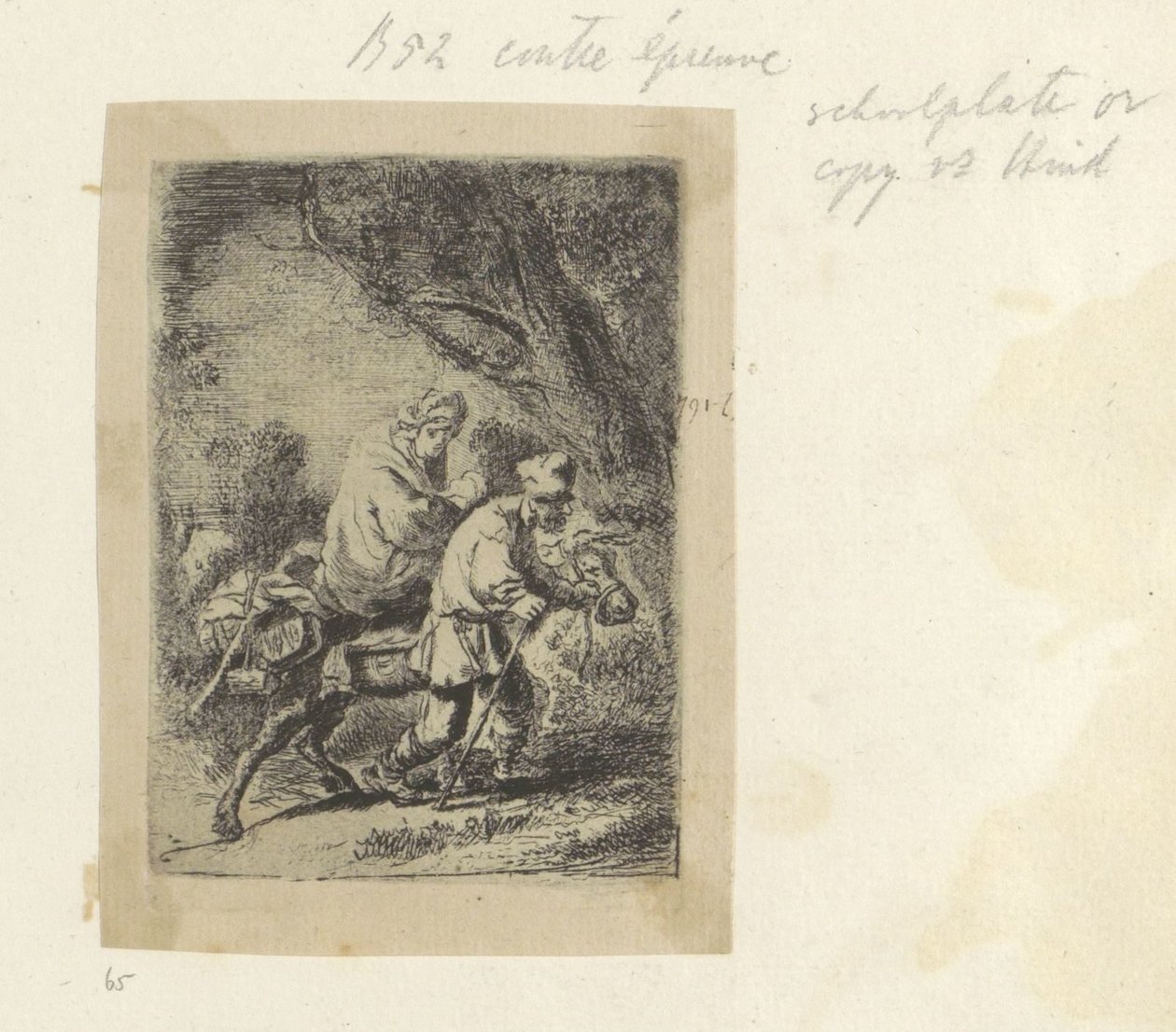 Lento Egyptiin: Small Plate Recueil de Rembrandt, H. L. Basan, 1807/1808, 65 (124) (sarjan nimi) Recueil de quatre-vingt-cinq estampes originales (sarjan nimi) tekijältä Anonymous