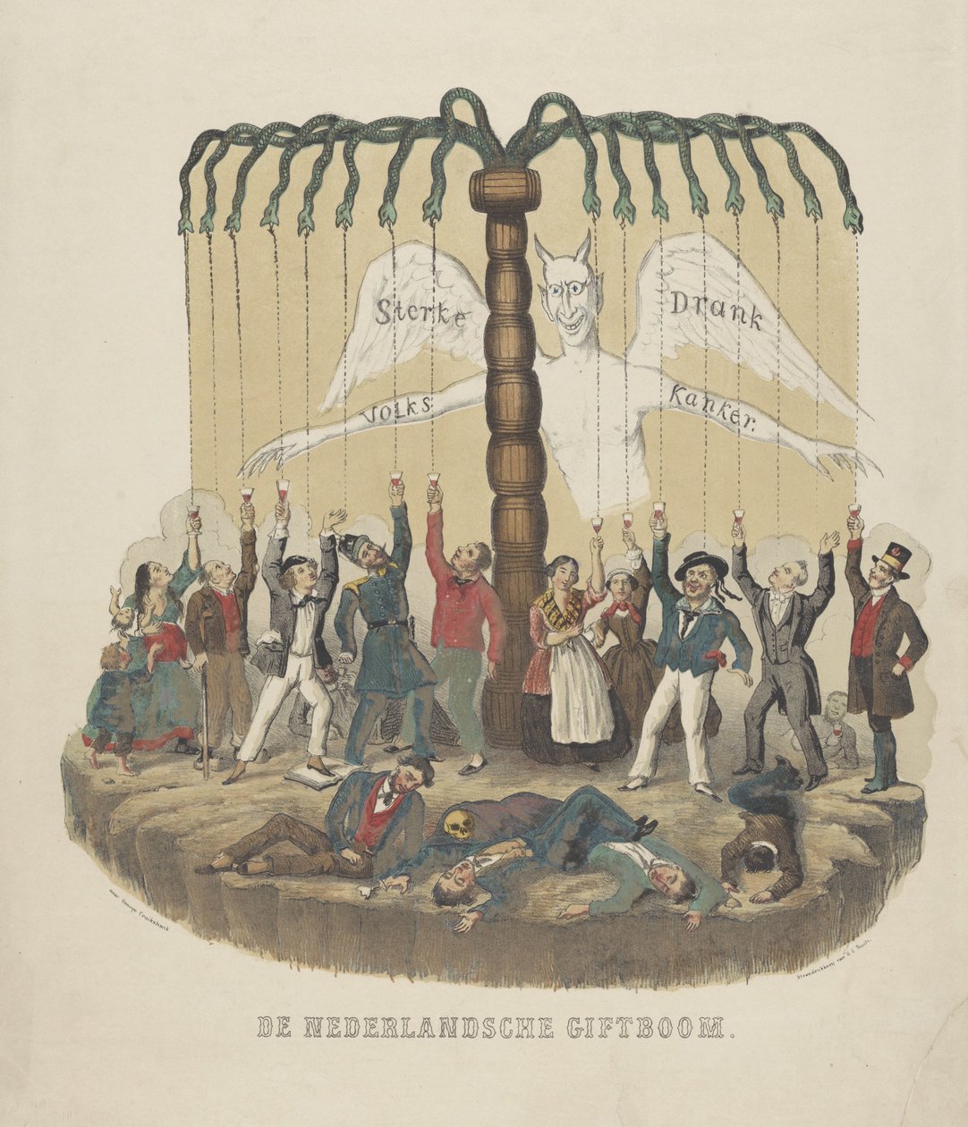 Varoitus humalahakoisuudesta, 1867-1868 Hollantilainen lahjapuu (otsikko esineessä) tekijältä Anonymous