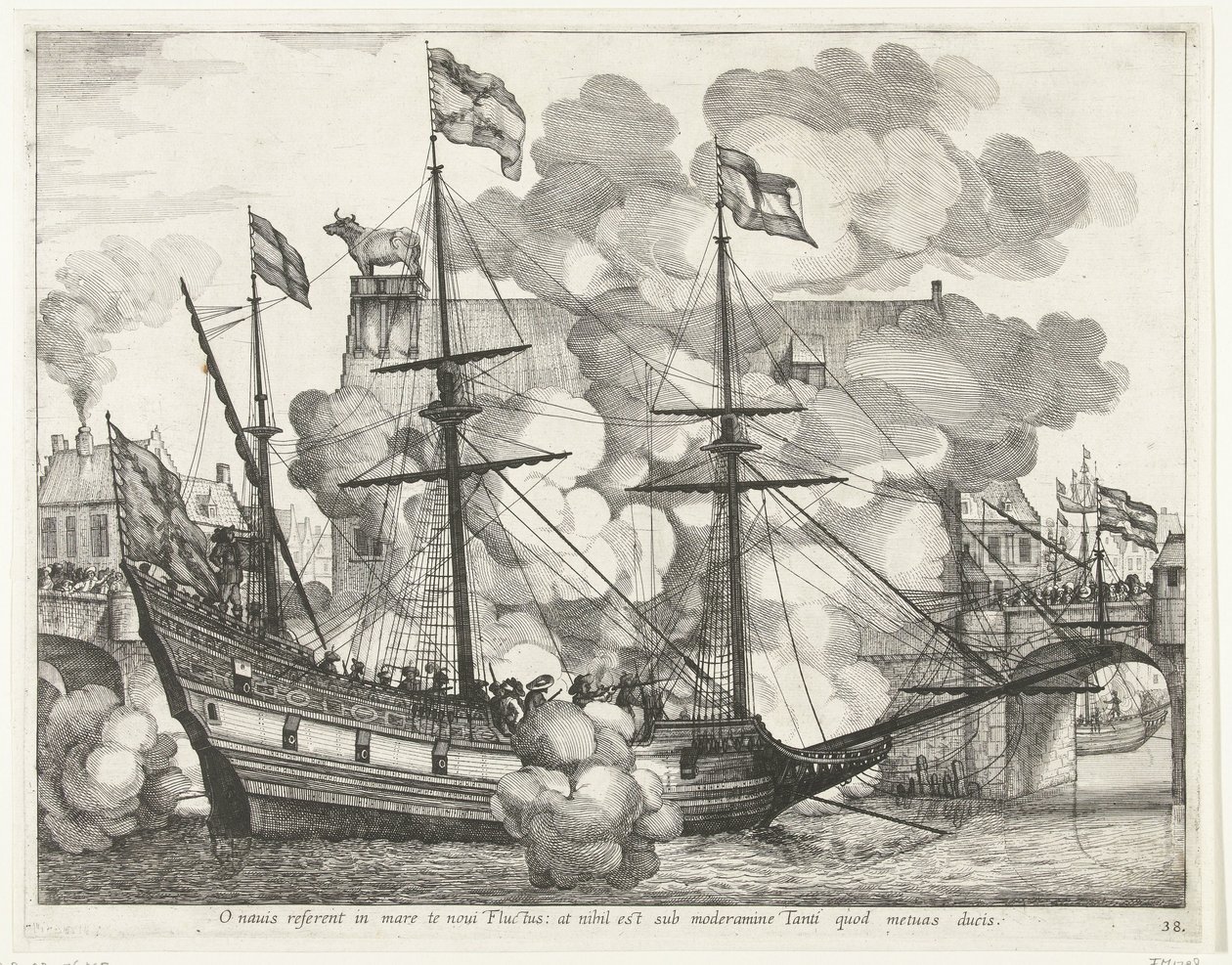 Zeilschip, naar rechts; intocht van Ferdinand te Gent vuonna 1635 (nro 38) Oi laiva, uudet aallot vievät sinut mereen: mutta mikään ei ole sen Hänen hallinnassa, jota pelkäät johtaa (nimi esineessä) Muiden merimiesten voittoisa laiva tekijältä Anonymous