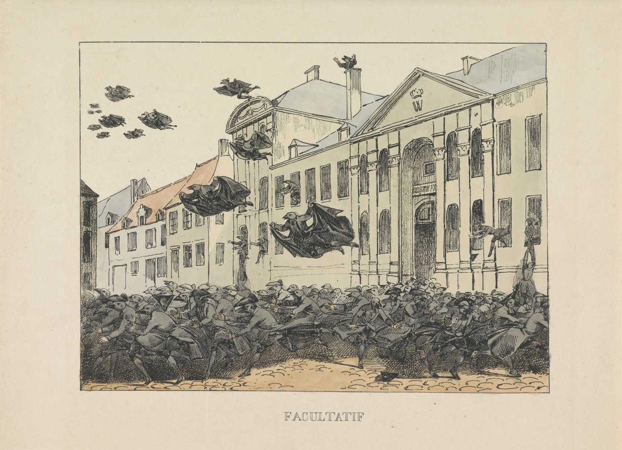 Mustat korpit pakenevat Collegium Philosophicumista, 1829 Valinnainen (otsikko objektissa) tekijältä Anonymous
