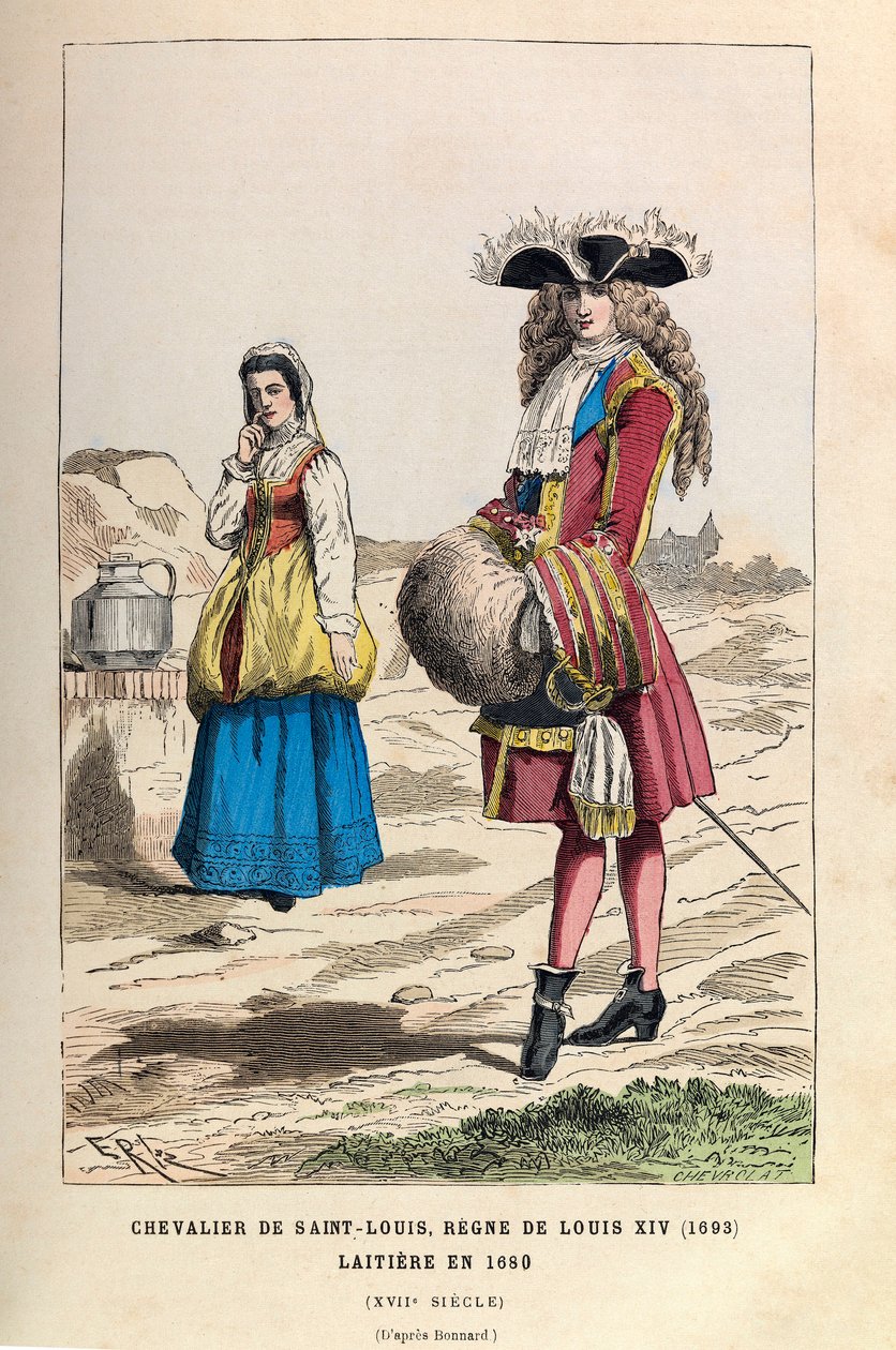 Pyhän Ludvigin ritari (1693) ja Laitiere (1680) kuningas Ludvig XIV:n hallituksessa 1600-luvulla - Pyhän Ludvigin ritarikunnan ritari, kuningas Ludvig XIV 1693 ja meijeritar tekijältä Anonymous Anonymous