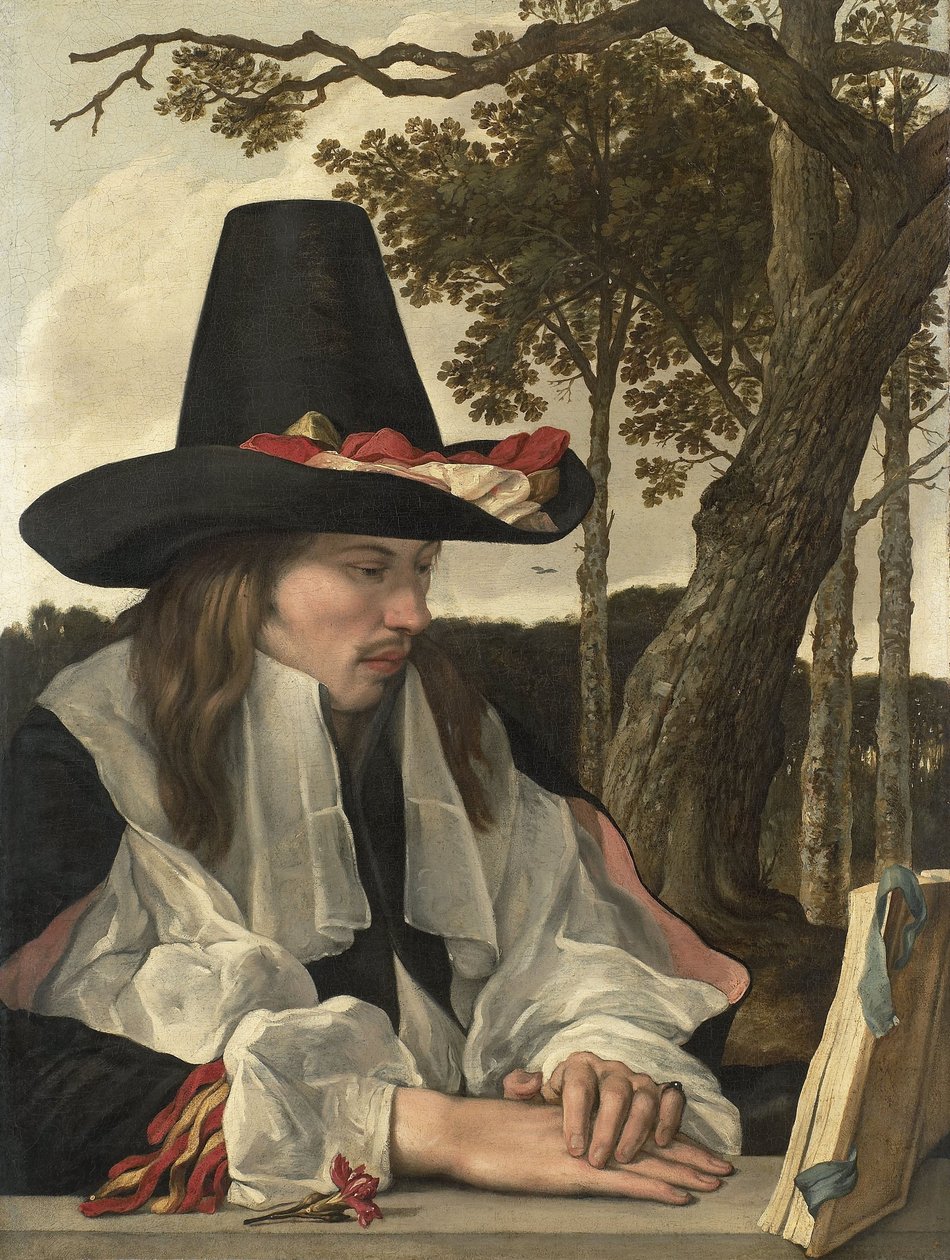 Lukeva mies, n. 1660 (öljy kankaalle) tekijältä Anonymous Anonymous
