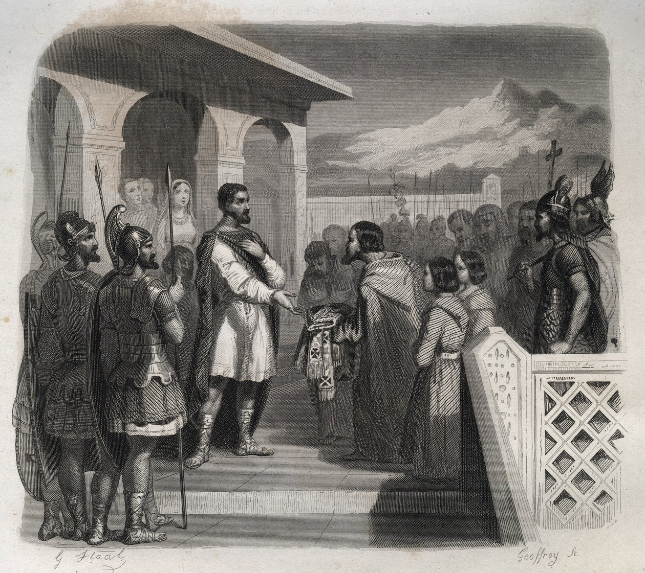 Clermontin kaupungin edustusto tarjoaa piispan virkaa Saint Sidoine Apollinarille (Caius Sollius Apollinaris Sidonius) poliitikolle, evequelle ja gallo-roomalaiselle kirjailijalle (430-486). Kaiverrus vuodelta 1846 kirjassa "Pyhien elämää". Yksityinen koko tekijältä Anonymous Anonymous