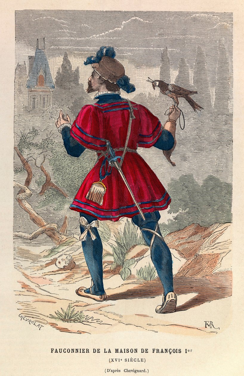 Haukkametsästäjä kuningas Francois I:n talosta 1500-luvulla - Francis I:n perheen haukkametsästäjä 1500-luvulla - yksityinen kokoelma tekijältä Anonymous Anonymous