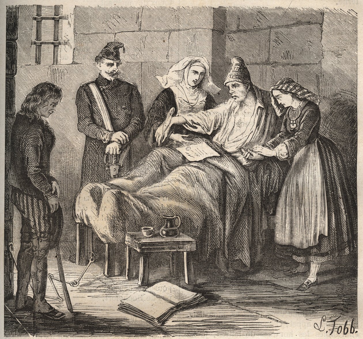 Häät Rochefort bagnessa 1800-luvulla. Pierre Zacconen (1817-1895) (1817-1895) (Colonia Penale - Penal Colony) kaiverrus kirjaan ”Vangoitujen historia heidän luomisestaan ​​nykypäivään” (1877). Yksityinen kokoelma. tekijältä Anonymous Anonymous