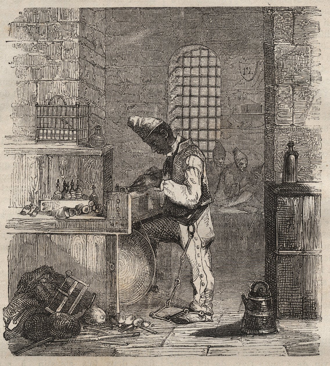 Brest Bagnen työvoima 1800-luvulla. Pierre Zacconen (1817-1895) (1817-1895) (Colonia Penale - Penal Colony) kaiverrus kirjaan ”Vangoitujen historia heidän luomisestaan ​​nykypäivään” (1877). Yksityinen kokoelma. tekijältä Anonymous Anonymous