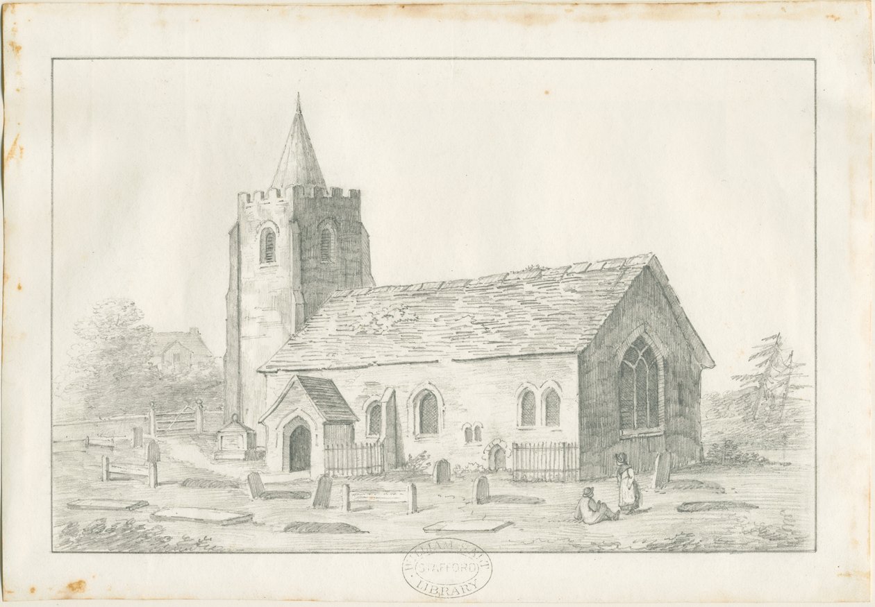 Acton Trussell Church : lyijykynäpiirros, nd [?1800-luvulla] (piirustus) tekijältä Anonymous Anonymous