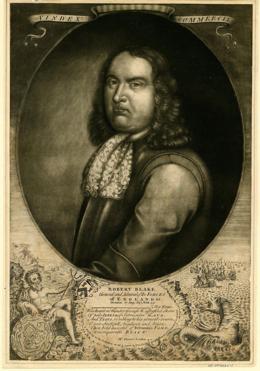 Amiraali Robert Blake (1599-1657) - Nimetön - 1657 - Mezzotint - 37x25,5 - Yksityiskokoelma tekijältä Anonymous Anonymous