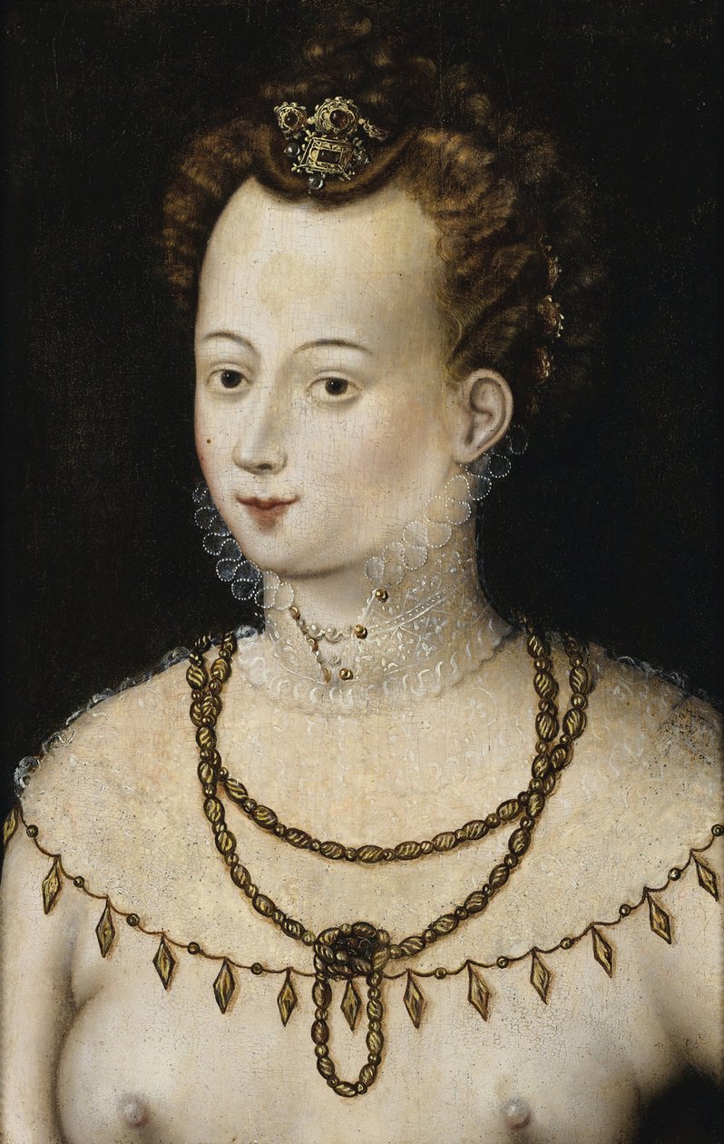 ""Kauneuden allegooria, nuoren naisen muotokuva"" (Nuoren naisen muotokuva Kauneuden allegooria) Nimetön maalaus n. 1580 Mitat 47,5x30 cm Yksityiskokoelma tekijältä Anonymous Anonymous