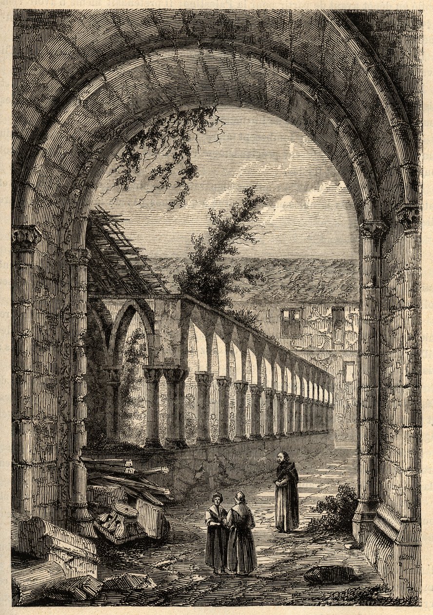 Cordeliersin tai Saint-Francois de Quimperin (Finistere) entinen luostari - - kaiverrus "" PATRIE" - PECTURESSE KUVAUS RANSKASTA 6 NITEESSÄ LUCIEN HUARD - 1800-luvun loppu tekijältä Anonymous Anonymous