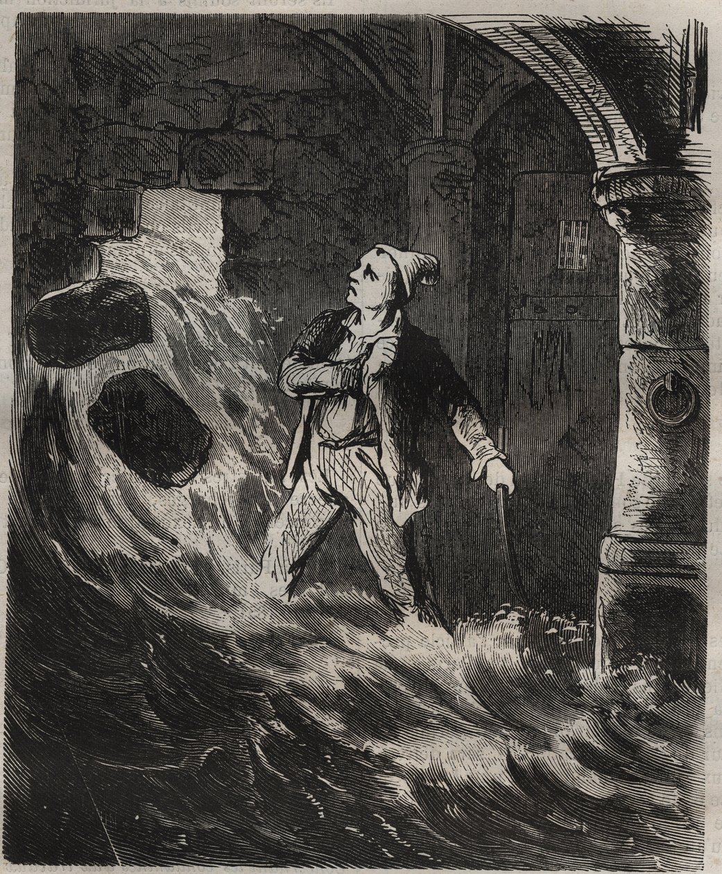 Yritti paeta Toulon Bagnesta 1800-luvulla. Pierre Zacconen (1817-1895) (1817-1895) (Colonia Penale - Penal Colony) kaiverrus kirjaan ”Vangoitujen historia heidän luomisestaan ​​nykypäivään” (1877). Yksityinen kokoelma. tekijältä Anonymous Anonymous