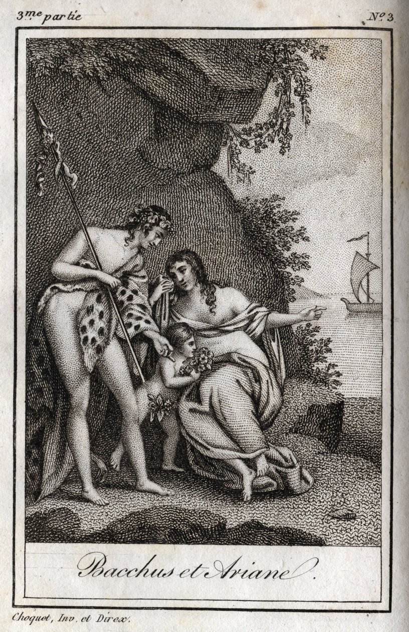 Bacchus et Ariane (Bacchus ja Ariadne) Kaiverrus vuodelta 1819 Charles Albert Demoustier