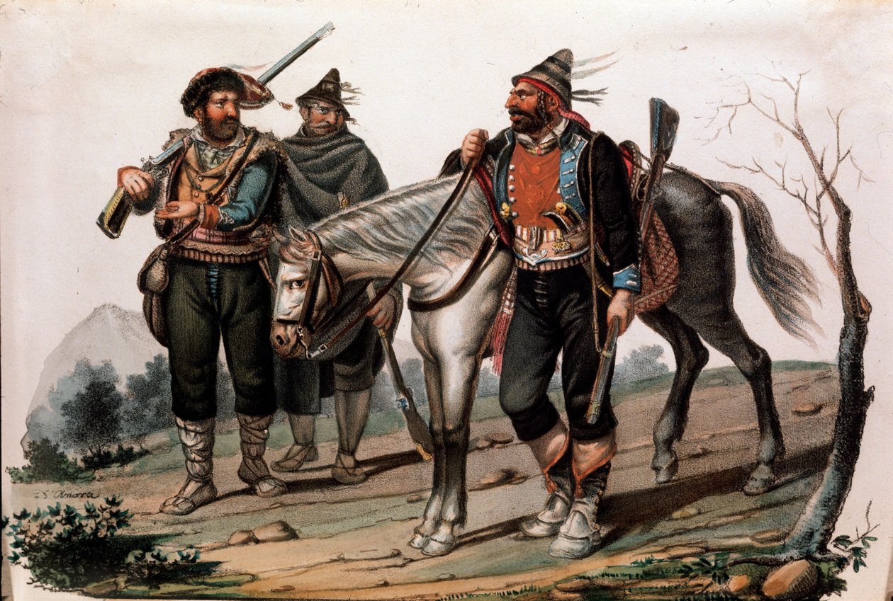 Prikaati Calabriassa, Italiassa. 1800-luvun kaiverrus Yksityinen kokoelma tekijältä Anonymous Anonymous