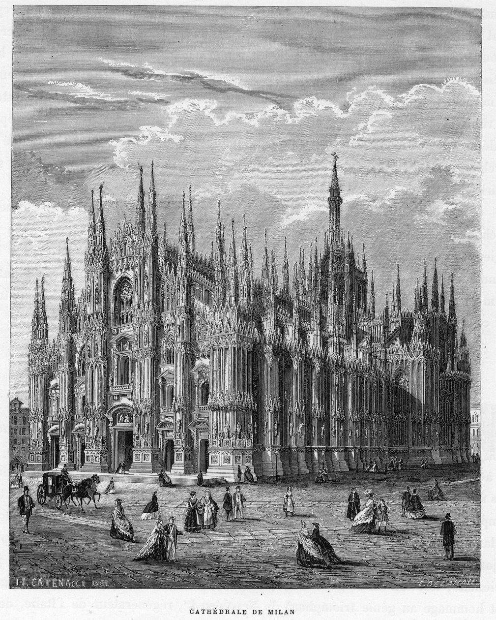 Milanon katedraali (Duomo, Milano), Italia. armengaudin kaiverrus vuodelta 1859 Euroopan gallerioissa - Italiassa. Yksityinen kokoelma. tekijältä Anonymous Anonymous