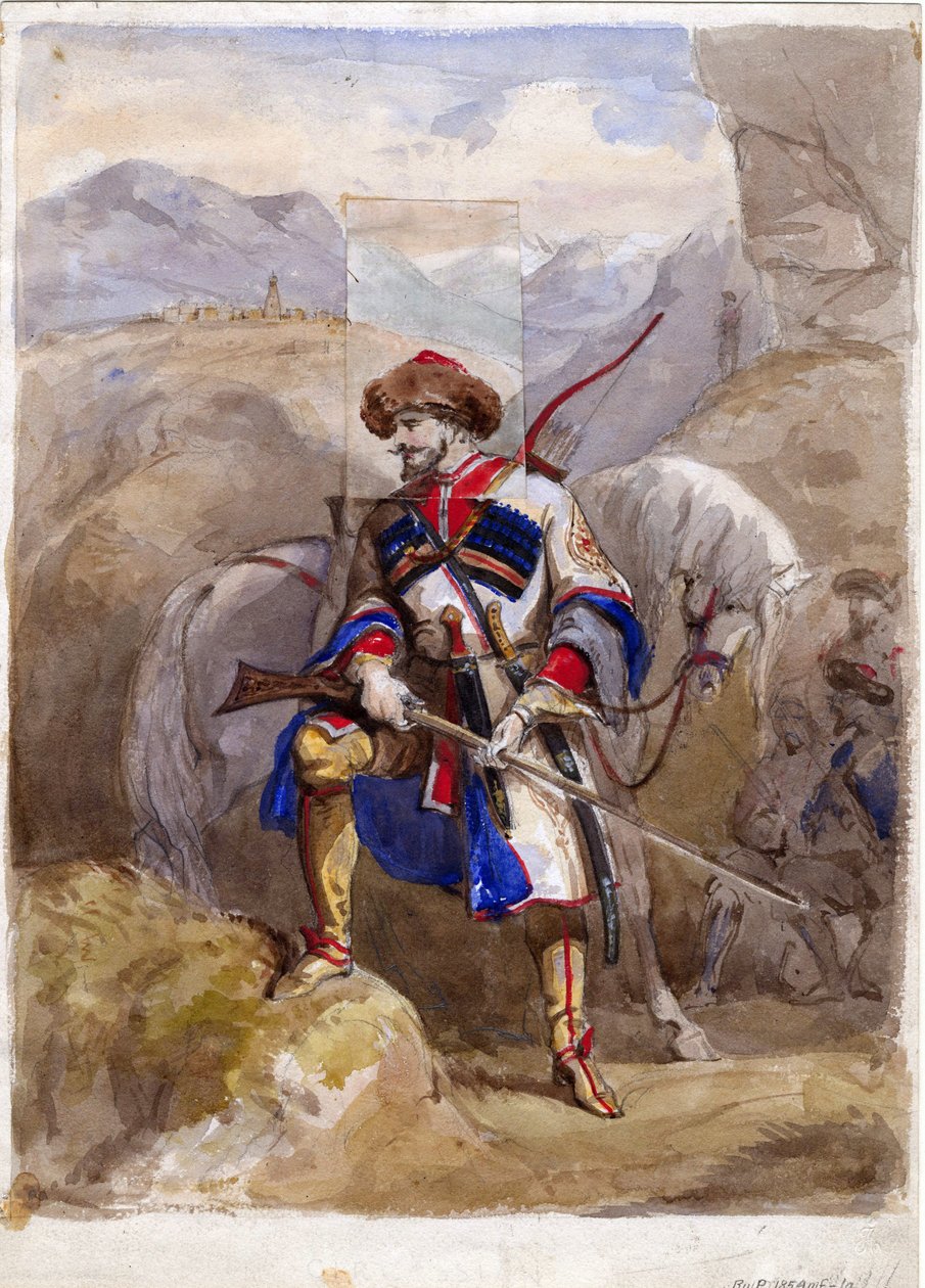 Chamil ou Imam Chamil - Imam Shamil (1797-1871) - Nimetön - 1854 - Vesiväri paperille - 32x23 - Yksityiskokoelma tekijältä Anonymous Anonymous