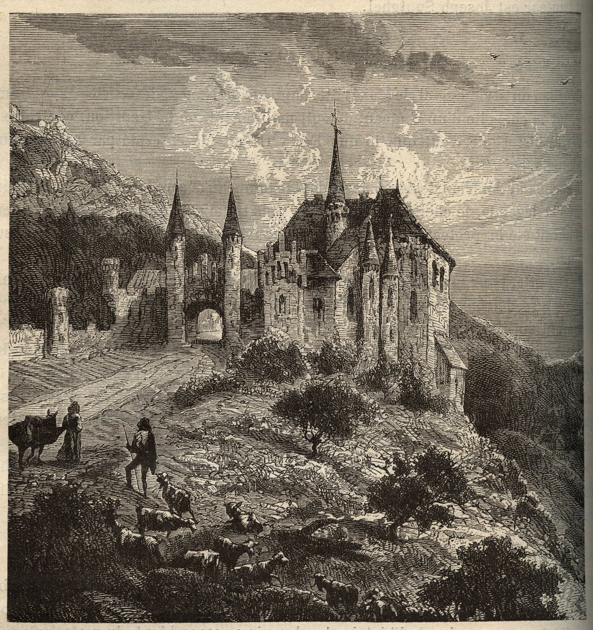 Chateau du Montet - Vandoeuvre-les-Nancy - Lorraine - kaiverrus kirjaimella "" PATRIE" - PECTUREQUIREQUE RANSKAN KUVAUS 6 NÄTEESSÄ LUCIEN HUARD - 1800-luvun loppu tekijältä Anonymous Anonymous