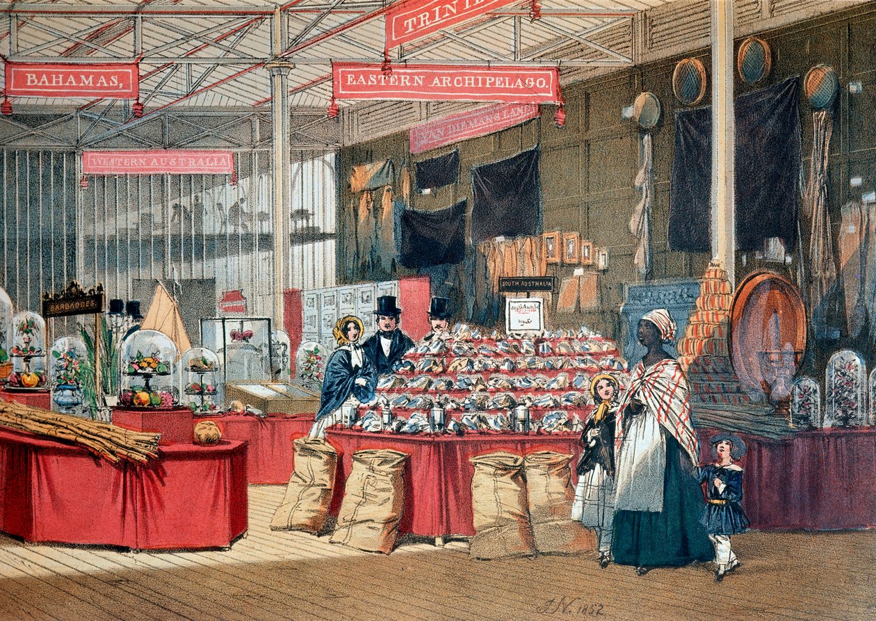 Colonial Products Pavilion Lontoon maailmannäyttelyssä. 1851. Lontoo, Victoria and Albert Museum tekijältä Anonymous Anonymous